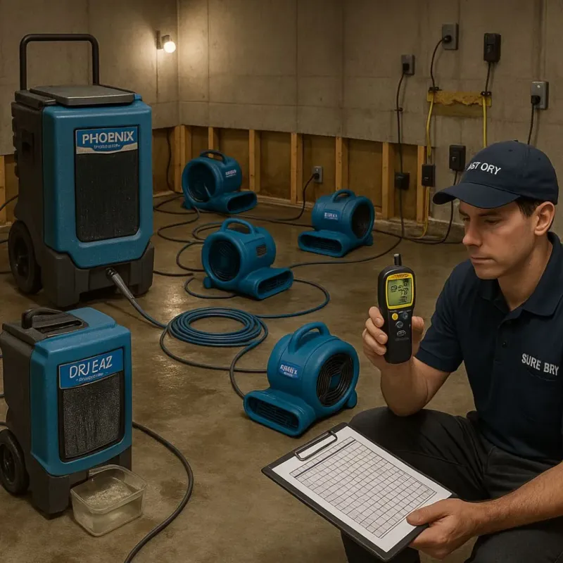 Structural Drying and Dehumidification process in Clarence Center, NY